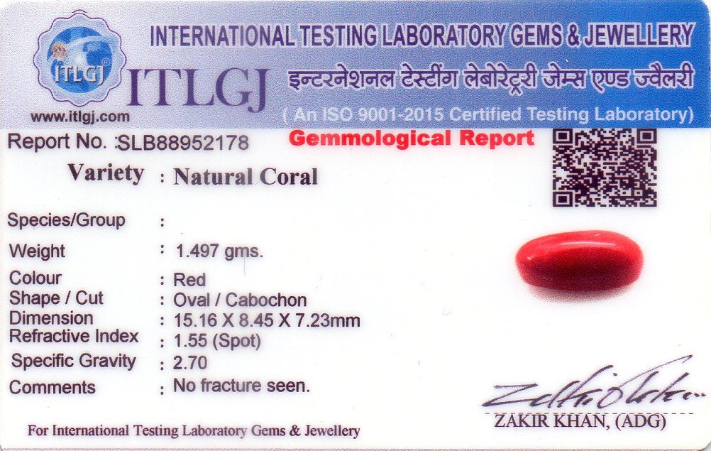 Buy certified natural red coral (moonga) gems /gemstones at best